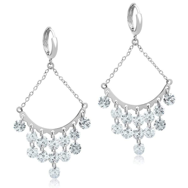 Christmas Earrings 3W300 Rhodium Brass Earrings with AAA Grade CZ