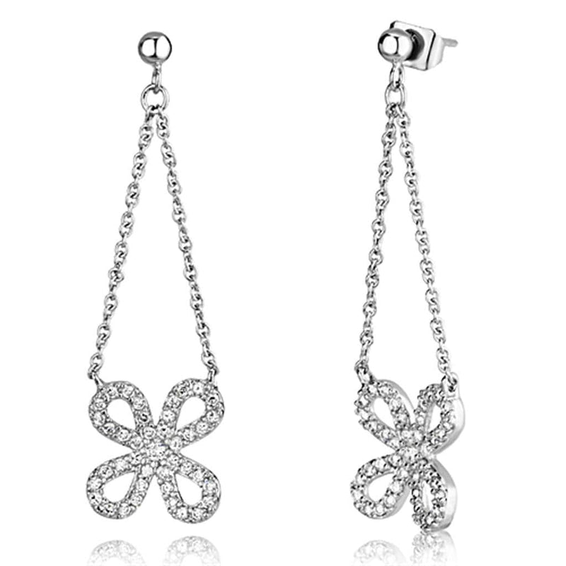 Christmas Earrings 3W354 Rhodium Brass Earrings with AAA Grade CZ