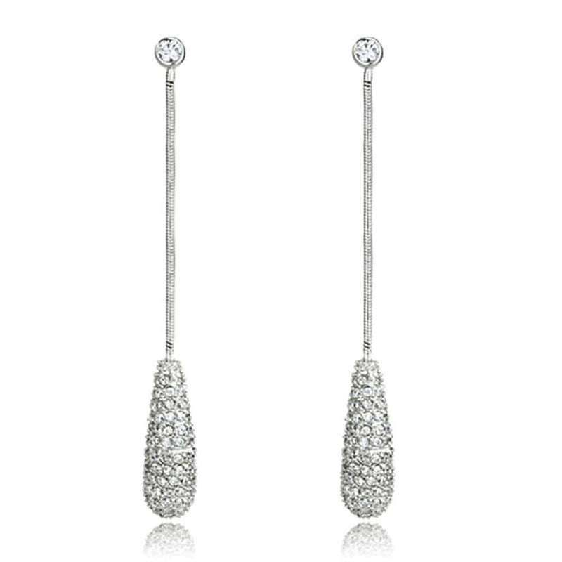 Christmas Earrings 3W355 Rhodium Brass Earrings with AAA Grade CZ