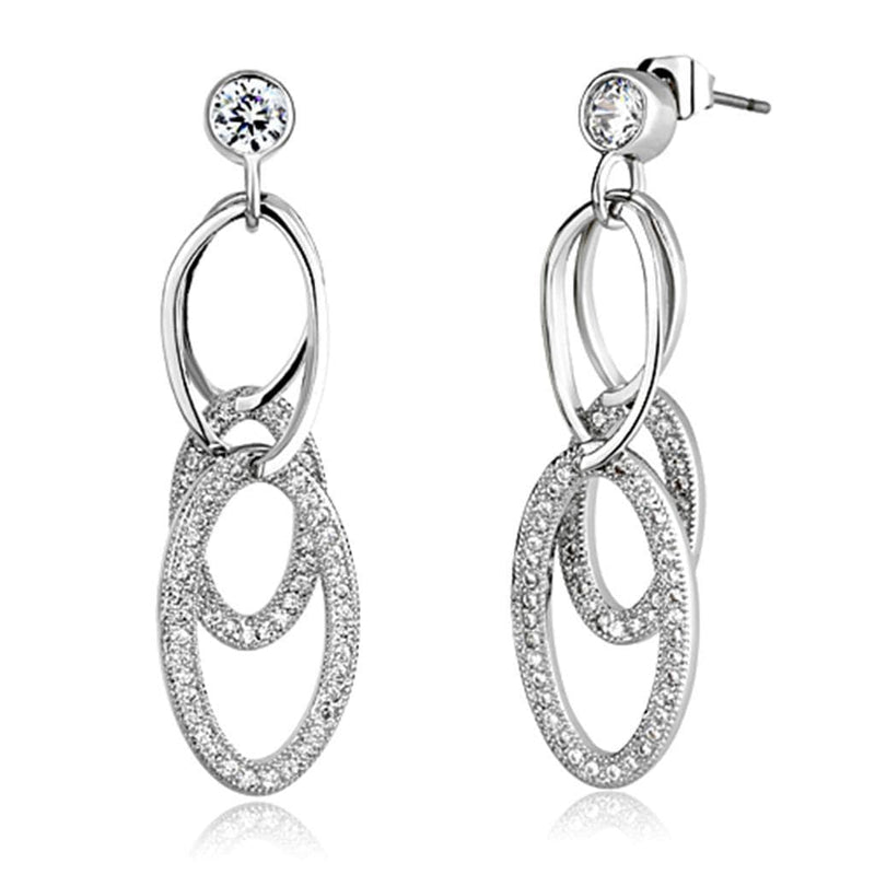 Christmas Earrings 3W379 Rhodium Brass Earrings with AAA Grade CZ