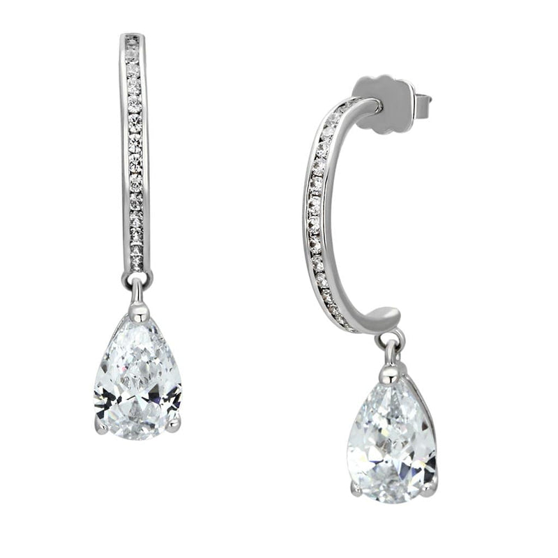 Christmas Earrings 3W529 Rhodium Brass Earrings with AAA Grade CZ