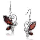 Christmas Earrings 3W613 Rhodium Brass Earrings with AAA Grade CZ in Garnet