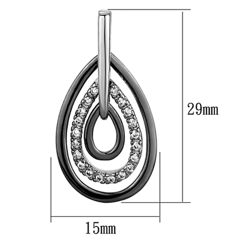 Christmas Earrings 3W616 Rhodium + Ruthenium Brass Earrings with CZ