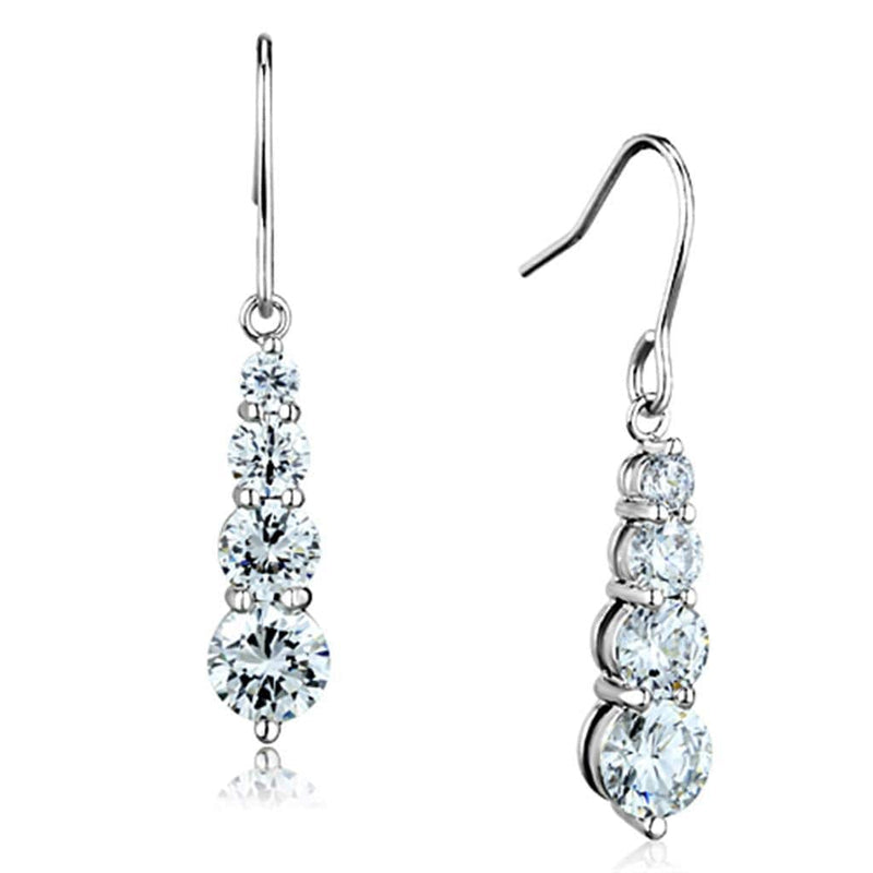 Christmas Earrings 3W633 Rhodium Brass Earrings with AAA Grade CZ