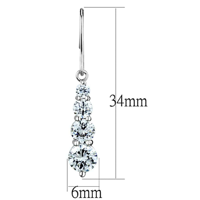 Christmas Earrings 3W633 Rhodium Brass Earrings with AAA Grade CZ