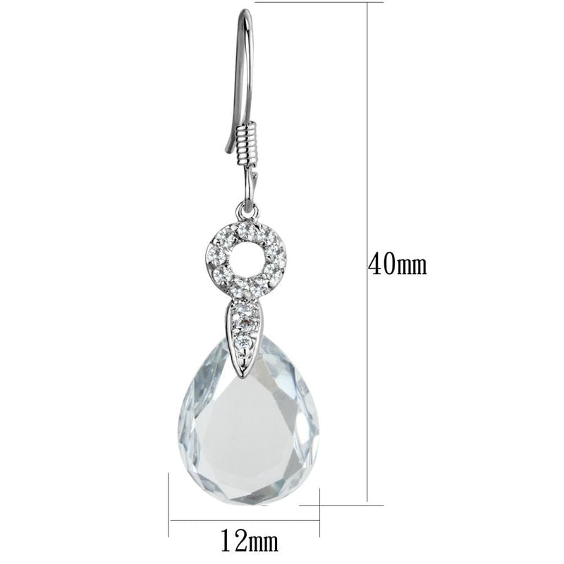 Christmas Earrings 3W634 Rhodium Brass Earrings with AAA Grade CZ