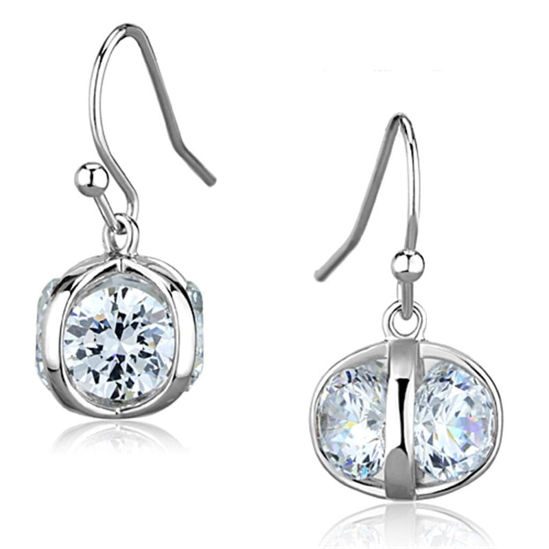 Christmas Earrings 3W644 Rhodium Brass Earrings with AAA Grade CZ