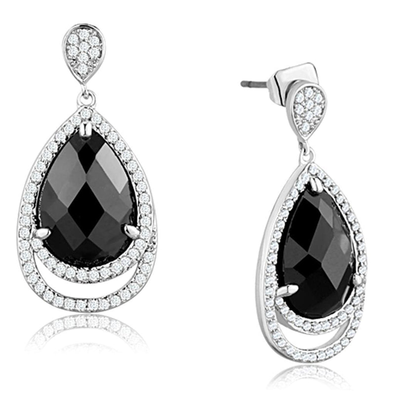 Christmas Earrings 3W658 Rhodium Brass Earrings with AAA Grade CZ