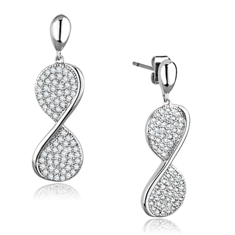 Christmas Earrings 3W663 Rhodium Brass Earrings with AAA Grade CZ