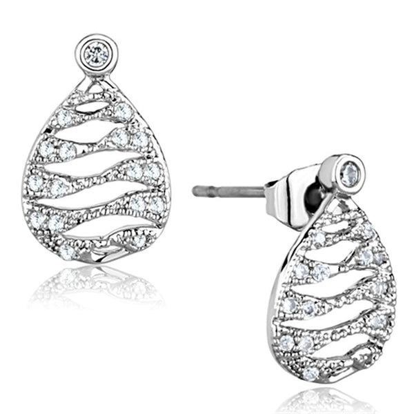 Christmas Earrings 3W664 Rhodium Brass Earrings with AAA Grade CZ