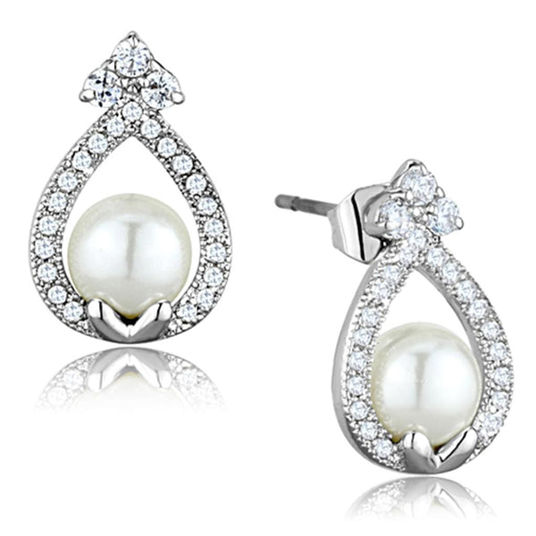 Christmas Earrings 3W665 Rhodium Brass Earrings with Synthetic