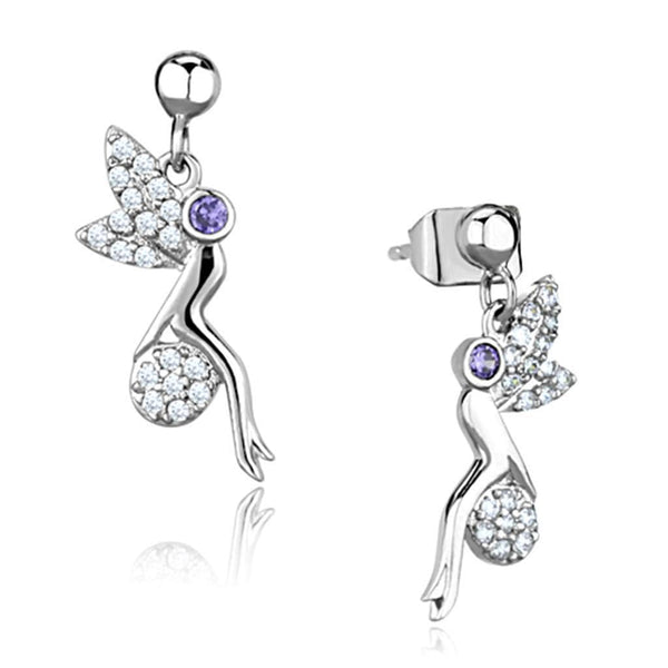 Christmas Earrings 3W670 Rhodium Brass Earrings with AAA Grade CZ