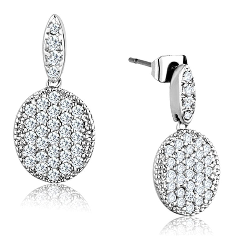 Christmas Earrings 3W692 Rhodium Brass Earrings with AAA Grade CZ