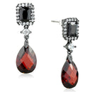 Christmas Earrings 3W704 Ruthenium Brass Earrings with CZ in Garnet