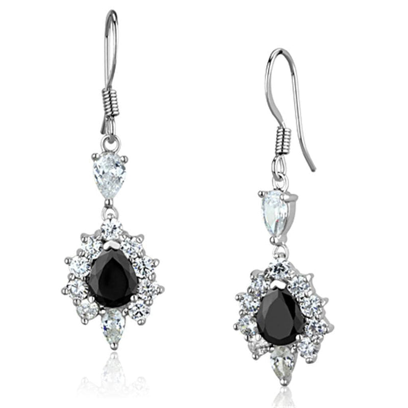 Christmas Earrings 3W705 Rhodium Brass Earrings with CZ