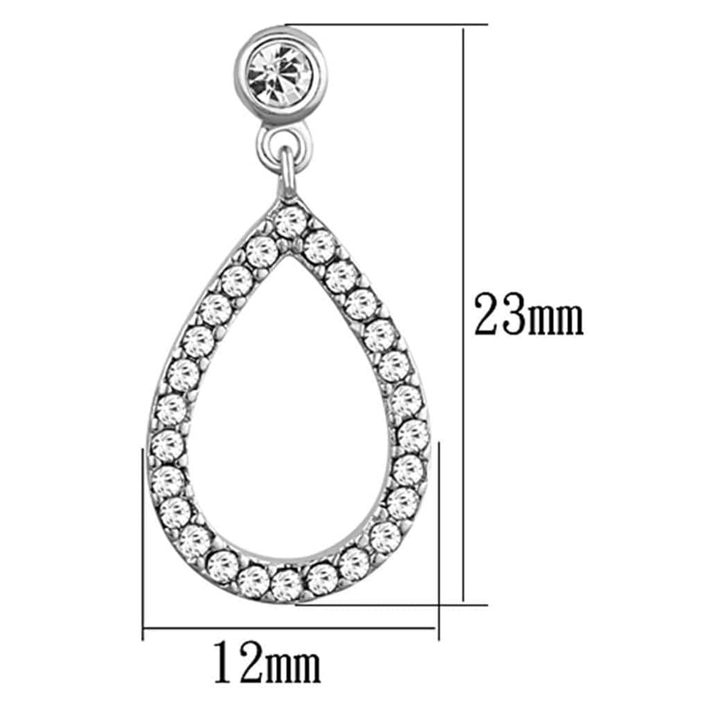 Crystal Drop Earrings 3W617 Rhodium Brass Earrings with Top Grade Crystal
