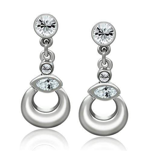 Silver Earrings Crystal Drop Earrings LO1989 Rhodium White Metal Earrings with Crystal Alamode Fashion Jewelry Outlet