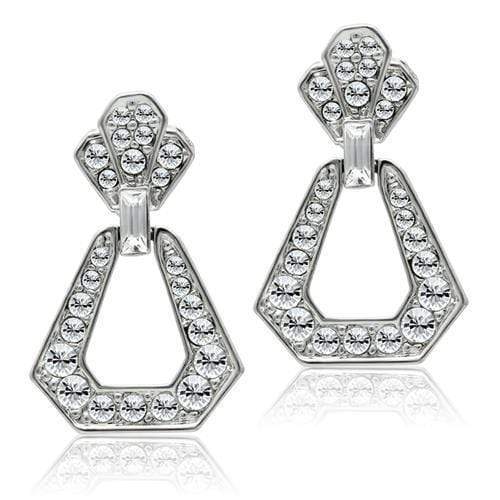 Silver Earrings Crystal Drop Earrings LO1995 Rhodium White Metal Earrings with Crystal Alamode Fashion Jewelry Outlet