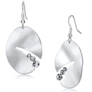 Crystal Drop Earrings LO2743 Matte Rhodium & Rhodium Iron Earrings with Crystal