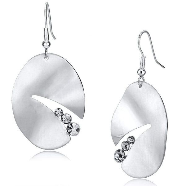 Crystal Drop Earrings LO2743 Matte Rhodium & Rhodium Iron Earrings with Crystal