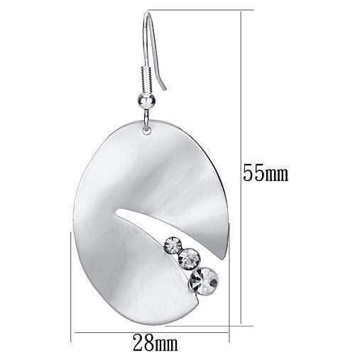 Crystal Drop Earrings LO2743 Matte Rhodium & Rhodium Iron Earrings with Crystal