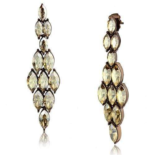 Crystal Drop Earrings TK2632 Coffee light Stainless Steel Earrings with Crystal