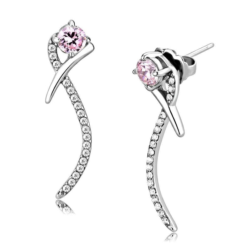 Silver Earrings Cute Earrings DA188 Stainless Steel Earrings with AAA Grade CZ in Rose Alamode Fashion Jewelry Outlet