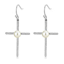 Silver Earrings Cute Earrings DA192 Stainless Steel Earrings with Synthetic in White Alamode Fashion Jewelry Outlet