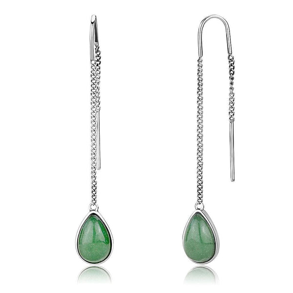 Drop Earrings TK3099 Stainless Steel Earrings with Semi-Precious in Emerald