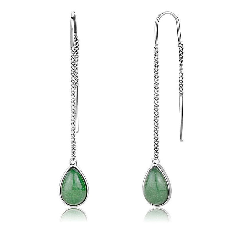 Drop Earrings TK3099 Stainless Steel Earrings with Semi-Precious in Emerald