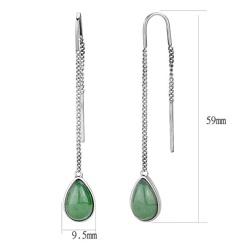 Drop Earrings TK3099 Stainless Steel Earrings with Semi-Precious in Emerald