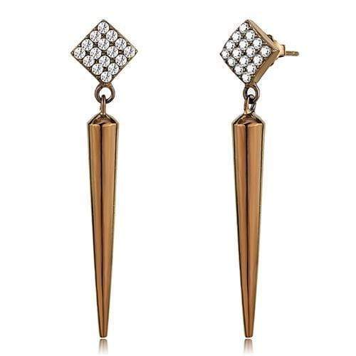 Drop Earrings TK3158 Coffee light Stainless Steel Earrings with CZ