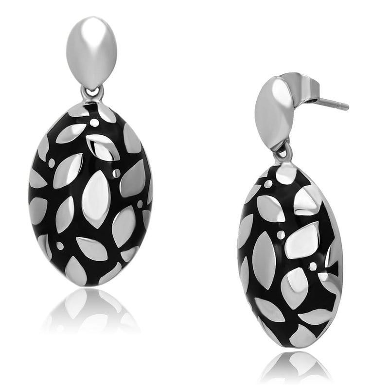 Drop Earrings TK912 Stainless Steel Earrings with Epoxy in Jet