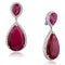 Earrings For Girls LO3296 Rhodium Brass Earrings with AAA Grade CZ in Ruby