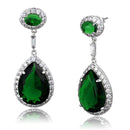 Silver Earrings Earrings For Girls LO3762 Rhodium Brass Earrings with Synthetic in Emerald Alamode Fashion Jewelry Outlet