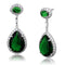 Silver Earrings Earrings For Girls LO3762 Rhodium Brass Earrings with Synthetic in Emerald Alamode Fashion Jewelry Outlet