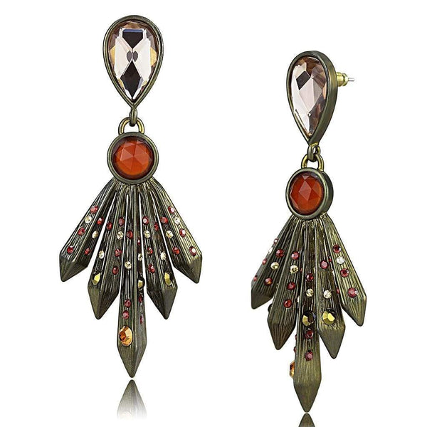 Silver Earrings Earrings For Girls LO4180 Antique Copper Brass Earrings with Synthetic Alamode Fashion Jewelry Outlet