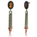 Silver Earrings Earrings For Girls LO4185 Antique Copper Brass Earrings in Smoked Quartz Alamode Fashion Jewelry Outlet