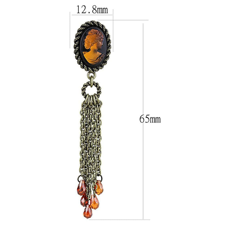 Silver Earrings Earrings For Girls LO4185 Antique Copper Brass Earrings in Smoked Quartz Alamode Fashion Jewelry Outlet