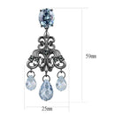 Silver Earrings Earrings For Girls LO4188 TIN Cobalt Black Brass Earrings with AAA Grade CZ Alamode Fashion Jewelry Outlet