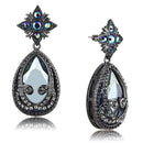 Silver Earrings Earrings For Girls LO4201 TIN Cobalt Black Brass Earrings with CZ Alamode Fashion Jewelry Outlet