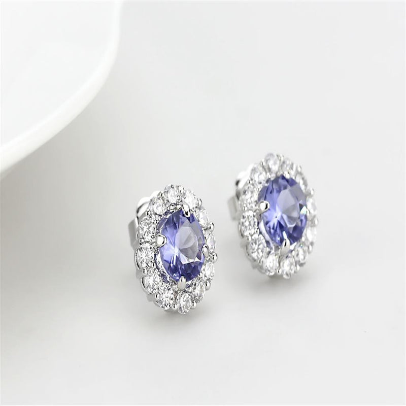 Earrings For Women LO4674 Rhodium Brass Earrings with Synthetic