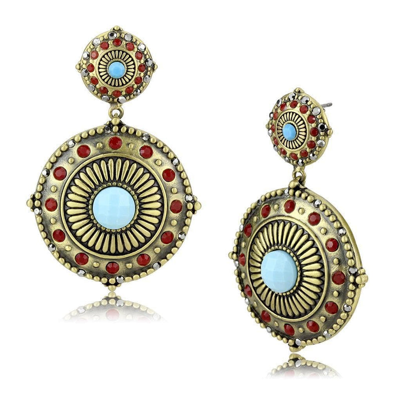 Earrings For Women LO4685 Antique Copper Brass Earrings with Synthetic