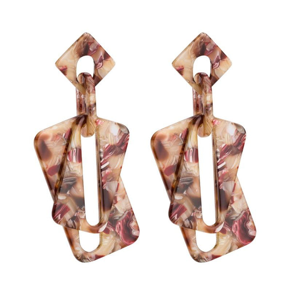 Fashion Geometric Pattern Multilayer Leopard Print Acrylic Earrings