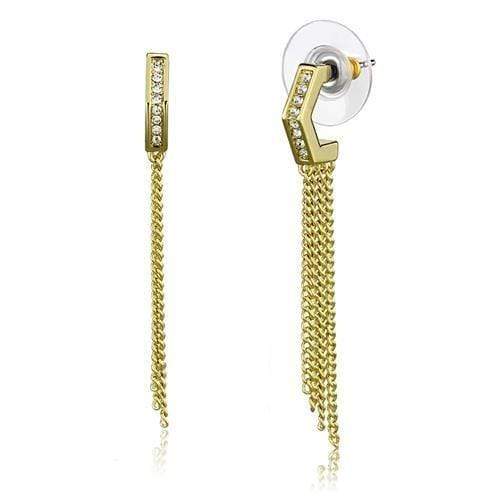 Gold Drop Earrings 3W1204 Gold Brass Earrings with Top Grade Crystal