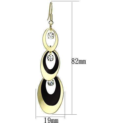 Gold Drop Earrings LO2652 Gold+Ruthenium Iron Earrings with Crystal