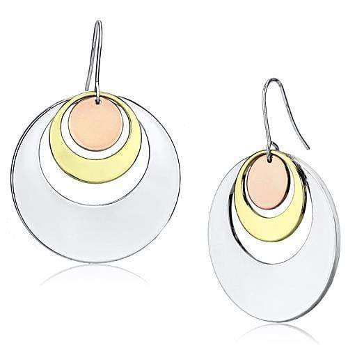 Gold Drop Earrings LO2671 Rhodium + Gold + Rose Gold Iron Earrings