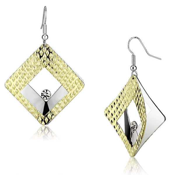 Gold Drop Earrings LO2673 Gold+Rhodium Iron Earrings with Crystal