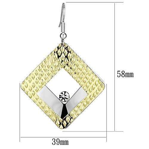 Gold Drop Earrings LO2673 Gold+Rhodium Iron Earrings with Crystal