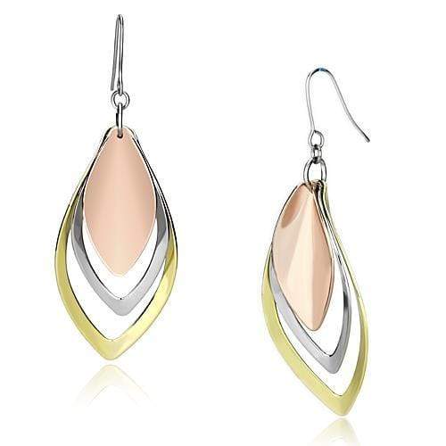 Gold Drop Earrings LO2681 Rhodium + Gold + Rose Gold Iron Earrings